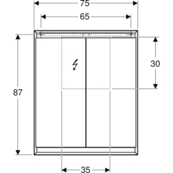 ONE Szafka z lustrem, Comfort Light, B75cm, H90cm, T15cm, montaż natynkowy, z dwojgiem drzwi, szary GEBERIT 505.812.00.1