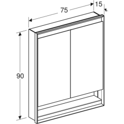 ONE Szafka z lustrem, Comfort Light, B75cm, H90cm, T15cm, z wnęką, montaż podtynkowy, 2 drzwi, biały GEBERIT 505.822.00.2