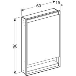 ONE Szafka z lustrem, Comfort Light, B60cm, H88cm, T15cm, z wnęką, podtynk., 1 drzwi, zawias lewy, biały GEBERIT 505.820.00.2