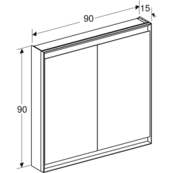 ONE Szafka z lustrem, Comfort Light, B90cm, H90cm, T15cm, montaż natynkowy, z dwojgiem drzwi, szary GEBERIT 505.813.00.1