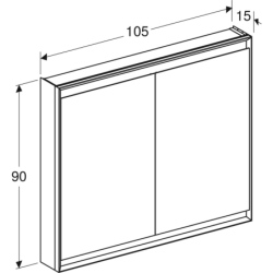 ONE Szafka z lustrem, Comfort Light, B105cm, H90cm, T15cm, montaż natynkowy, z dwojgiem drzwi, biały GEBERIT 505.814.00.2