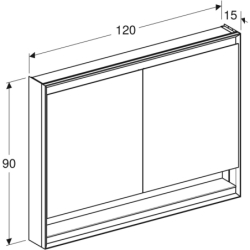 ONE Szafka z lustrem, Comfort Light, B120cm, H90cm, T15cm, z wnęką, montaż natynkowy, 2 drzwi, szary GEBERIT 505.835.00.1