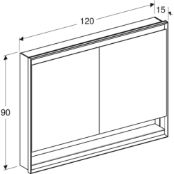 ONE Szafka z lustrem, Comfort Light, B120cm, H90cm, T15cm, z wnęką, montaż podtynkowy, 2 drzwi, biały GEBERIT 505.825.00.2
