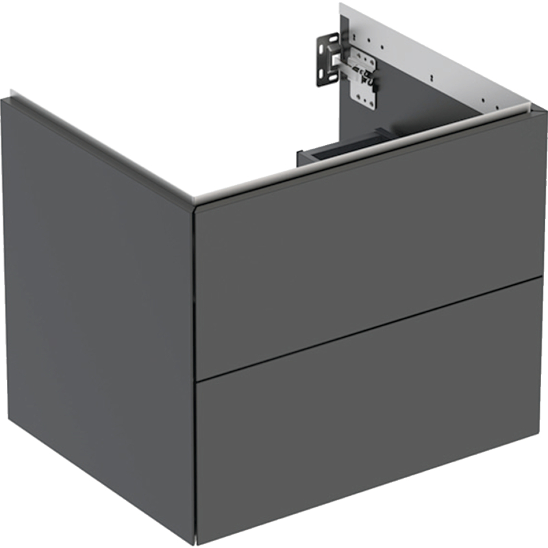 ONE Szafka pod umywalkę, B59.2cm, H50.4cm, T47cm, z dwoma szufladami, czarny, mat GEBERIT 505.261.00.8