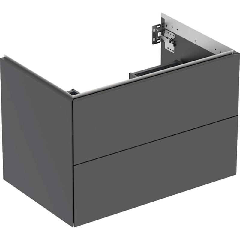 ONE Szafka pod umywalkę, B74cm, H50.4cm, T47cm, z dwoma szufladami, czarny, mat GEBERIT 505.262.00.8