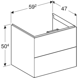 ONE Szafka pod umywalkę, B59.2cm, H50.4cm, T47cm, z dwoma szufladami, lava GEBERIT 505.261.00.3