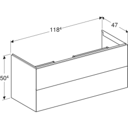 ONE Szafka pod umywalkę, B118.4cm, H50.4cm, T47cm, z dwoma szufladami, biały, wysoki połysk GEBERIT 505.265.00.1