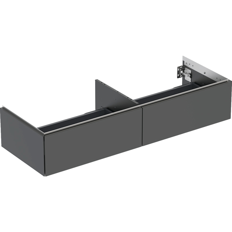 ONE Szafka pod umywalkę, B133.2m, H26.6cm, T47cm, z dwoma szufladami, czarny, mat GEBERIT 505.076.00.8