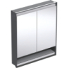 ONE Szafka z lustrem, Comfort Light, B75cm, H90cm, T15cm, z wnęką, montaż podtynkowy, 2 drzwi, czarny GEBERIT 505.822.00.7