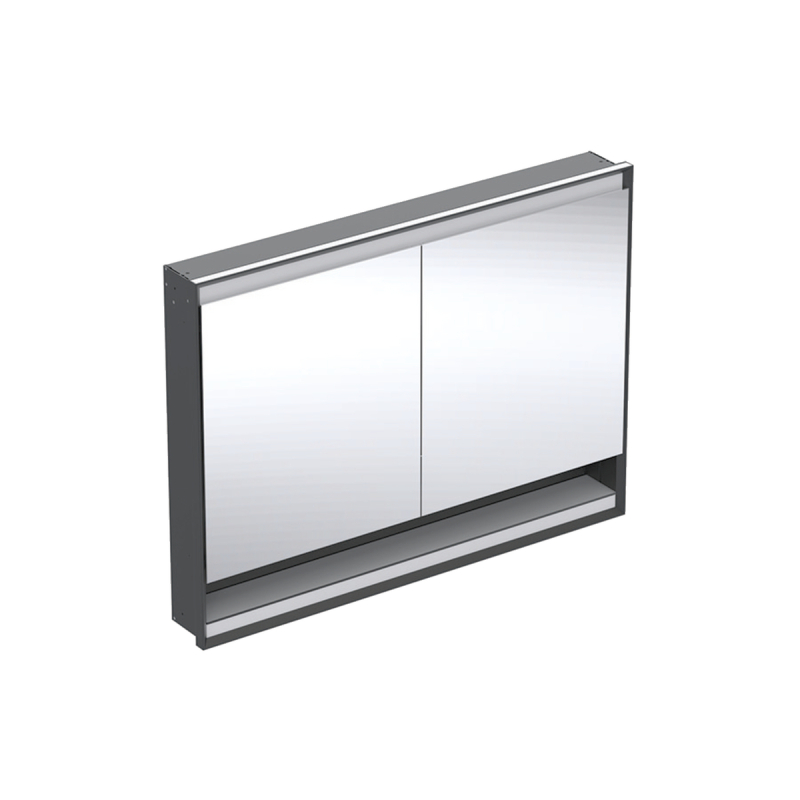 ONE Szafka z lustrem, Comfort Light, B120cm, H90cm, T15cm, z wnęką, montaż podtynkowy, 2 drzwi, czarny GEBERIT 505.825.00.7
