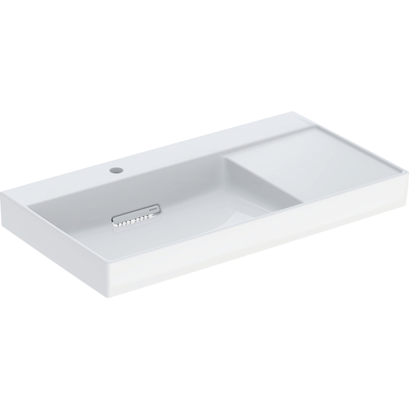ONE Umywalka, odpływ poziomy, B90cm, T48cm, z otworem na bat. po lewej stronie, bez przelew., KeraTect GEBERIT 505.039.00.1