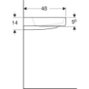 ONE Umywalka, odpływ poziomy, B90cm, T48cm, z otworem na bat. po lewej stronie, bez przelew., KeraTect GEBERIT 505.039.00.1