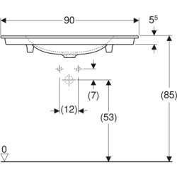 ONE Umywalka meblowa, odpływ pionowy, B90cm, T48cm, z otworem na baterię, bez przelewu, KeraTect GEBERIT 505.010.01.3
