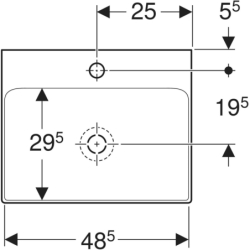 ONE Umywalka, odpływ pionowy, B50cm, T41cm, z otworem na baterię, bez przelewu, KeraTect GEBERIT 505.020.01.6
