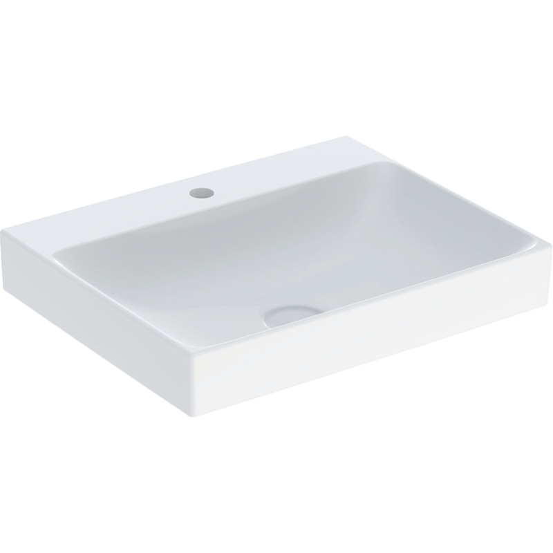 ONE Umywalka, odpływ pionowy, B60cm, T48cm, z otworem na baterię, bez przelewu, KeraTect GEBERIT 505.020.01.1