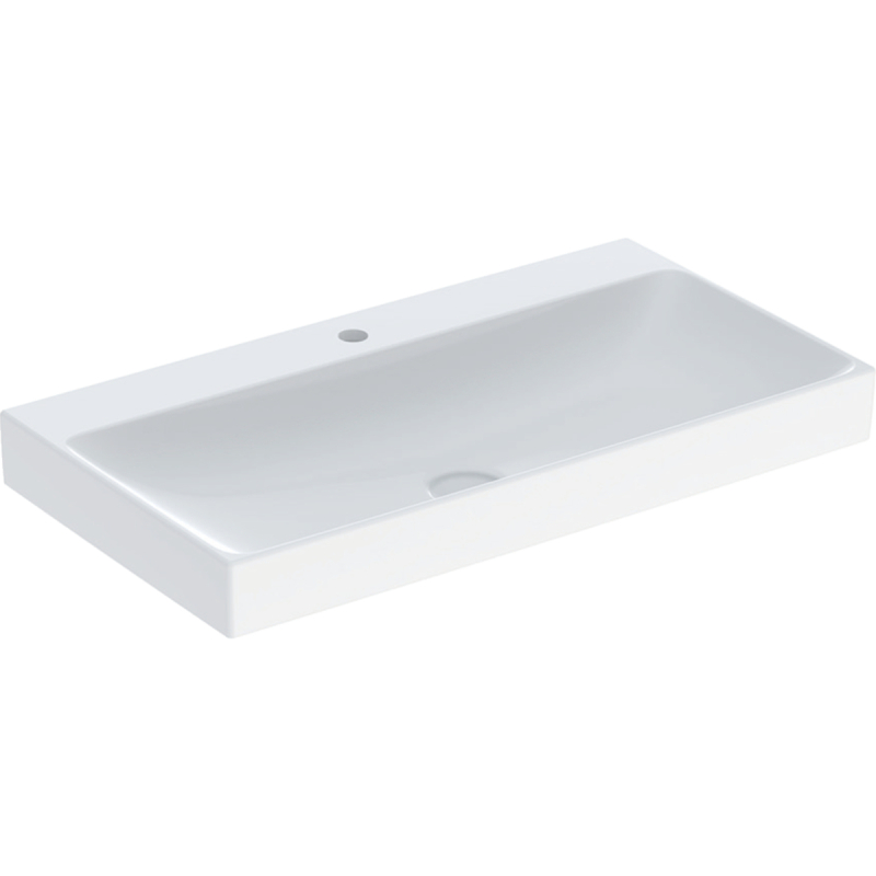 ONE Umywalka, odpływ pionowy, B90cm, T48cm, z otworem na baterię, bez przelewu, KeraTect GEBERIT 505.020.01.3