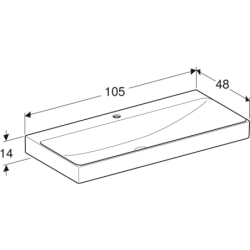 ONE Umywalka, odpływ pionowy, B105cm, T48cm, z otworem na baterię, bez przelewu, KeraTect GEBERIT 505.020.01.4