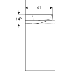 ONE Umywalka, odpływ poziomy, B50cm, T41cm, z otworem na baterię, bez przelewu, KeraTect GEBERIT 505.019.00.1