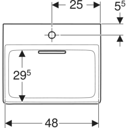 ONE Umywalka, odpływ poziomy, B50cm, T41cm, z otworem na baterię, bez przelewu, KeraTect GEBERIT 505.019.00.1