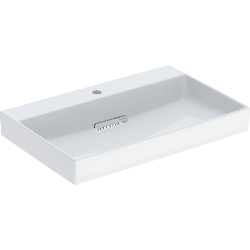 ONE Umywalka, odpływ poziomy, B75cm, T48cm, z otworem na baterię, bez przelewu, KeraTect GEBERIT 505.036.00.1