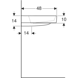 ONE Umywalka, odpływ poziomy, B75cm, T48cm, z otworem na baterię, bez przelewu, KeraTect GEBERIT 505.036.00.1