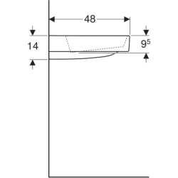 ONE Umywalka, odpływ poziomy, B90cm, T48cm, bez otworu, bez przelew., KeraTect GEBERIT 505.042.00.1