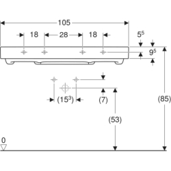 ONE Umywalka, odpływ poziomy, B105cm, T48cm, z otworem na baterię, bez przelewu, KeraTect GEBERIT 505.046.00.1