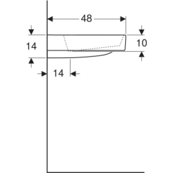 ONE Umywalka, odpływ poziomy, B120cm, T48cm, z otworem na baterię, bez przelewu, KeraTect GEBERIT 505.048.00.1
