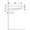 ONE Umywalka, odpływ poziomy, B120cm, T48cm, z otworem na baterię, bez przelewu, KeraTect GEBERIT 505.048.00.1
