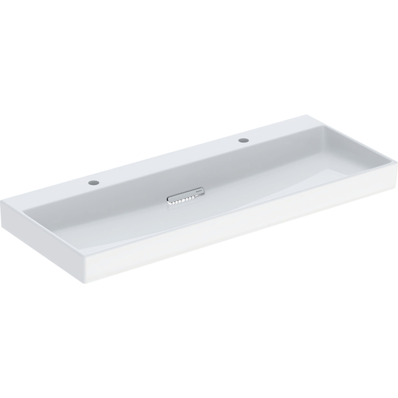 ONE Umywalka, odpływ poziomy, B120cm, T48cm, z dwoma otworami na baterię, bez przelewu, KeraTect GEBERIT 505.049.00.1