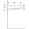 ONE Umywalka, odpływ poziomy, B90cm, T48cm, z otworem na bat. po prawej stronie, bez przelew., KeraTect GEBERIT 505.043.00.1