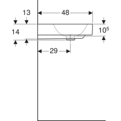 ONE Umywalka, odpływ pionowy, B120cm, T48cm, z otworem na baterię, bez przelewu, KeraTect GEBERIT 505.020.01.5