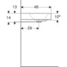 ONE Umywalka, odpływ pionowy, B120cm, T48cm, z otworem na baterię, bez przelewu, KeraTect GEBERIT 505.020.01.5