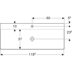ONE Umywalka, odpływ pionowy, B120cm, T48cm, z otworem na baterię, bez przelewu, KeraTect GEBERIT 505.020.01.5