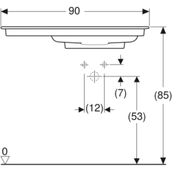 ONE Umywalka meblowa, odpływ poziomy, B90cm, T48cm, bez otworu, bez przelew., KeraTect GEBERIT 505.013.00.1