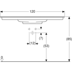 ONE Umywalka meblowa, odpływ poziomy, B120cm, T48cm, z otworem na baterię, bez przelewu, KeraTect GEBERIT 505.017.00.1