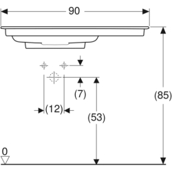 ONE Umywalka meblowa, odpływ poziom, B90cm, T48cm, z otworem na bat. po lewej, bez przelew., KeraTect GEBERIT 505.007.00.1