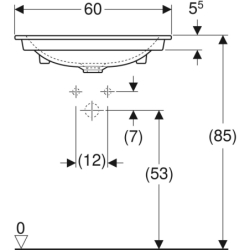 ONE Umywalka meblowa, odpływ pionowy, B60cm, T48cm, z otworem na baterię, bez przelewu, KeraTect GEBERIT 505.010.01.1