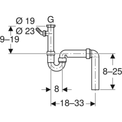 Zlewozmywakowy zestaw odpływowy, biały R 1 1/2x50mm GEBERIT 152.550.11.1