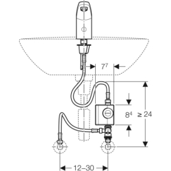 Elektroniczna bateria umywalkowa Typ 185 z mieszaczem zewnętrznym, zasilanie generatorowe, chrom GEBERIT 116.365.21.1