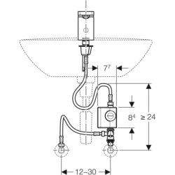 Elektroniczna bateria umywalkowa Typ 186 z mieszaczem zewnętrznym, zasilanie generatorowe, chrom GEBERIT 116.366.21.1
