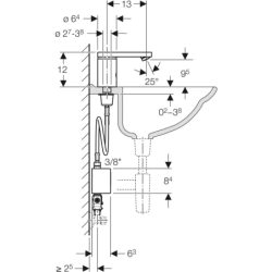 Elektroniczna bateria umywalkowa Typ 186 z mieszaczem zewnętrznym, zasilanie generatorowe, chrom GEBERIT 116.366.21.1
