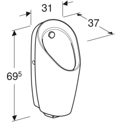 Pisuar Preda ze zintegrowaną armaturą, zasilanie bateryjne GEBERIT 116.073.00.1