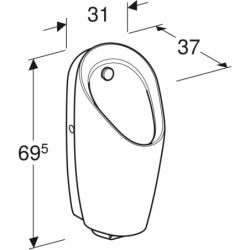 Pisuar Preda ze zintegrowaną armaturą, zasilanie generatorowe GEBERIT 116.074.00.1
