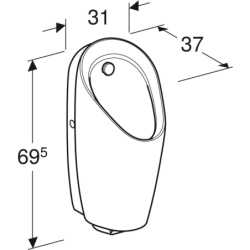 Pisuar Preda do armatury zintegrowanej GEBERIT 116.075.00.1