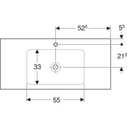 ONE Umywalka meblowa, odpływ pionowy, B105cm, T48cm, z otworem na baterię, bez przelewu, KeraTect GEBERIT 505.010.01.4