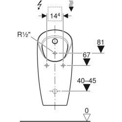 Pisuar Preda do armatury zewnętrznej GEBERIT 116.070.00.1