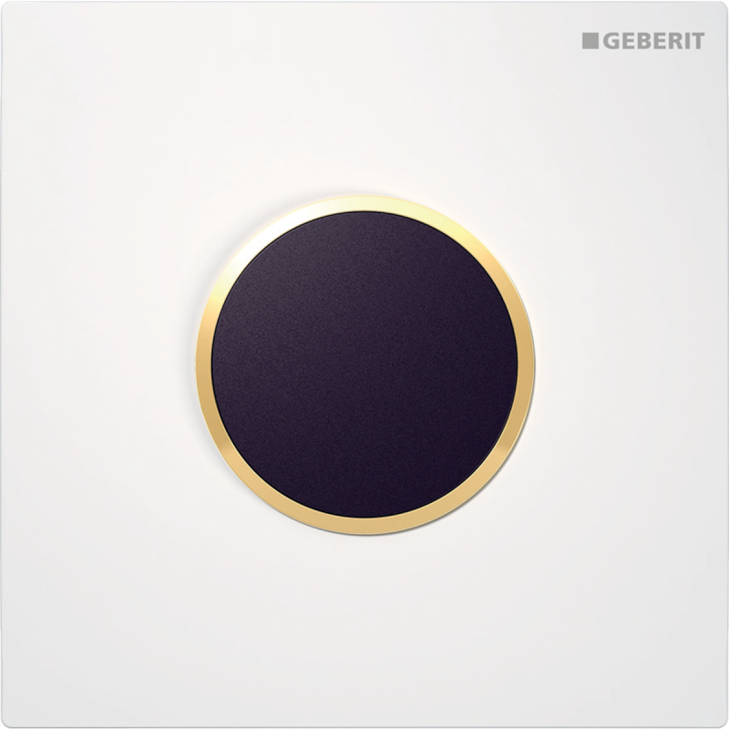 Elektroniczny zawór spłukujący do pisuaru, zasilanie 230V, Typ 10, biały-złoty-biały, okrągły GEBERIT 116.025.KK.1