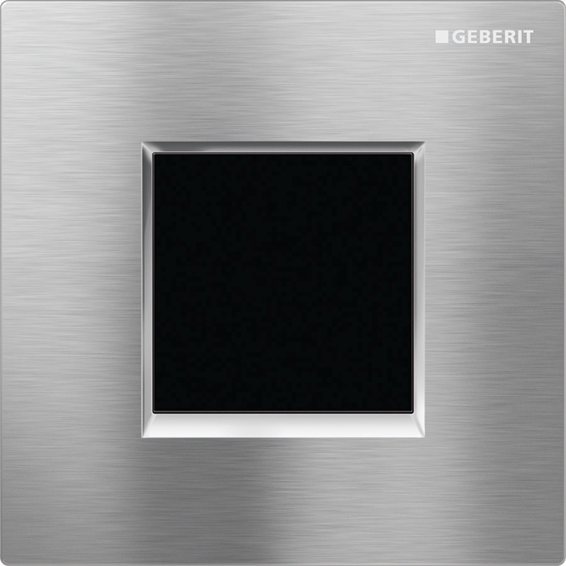 Elektroniczny zawór spłukujący do pisuaru, zasilanie 230V, Typ 20, chrom szczotk.-chrom bł., prostokątny GEBERIT 116.027.KX.1