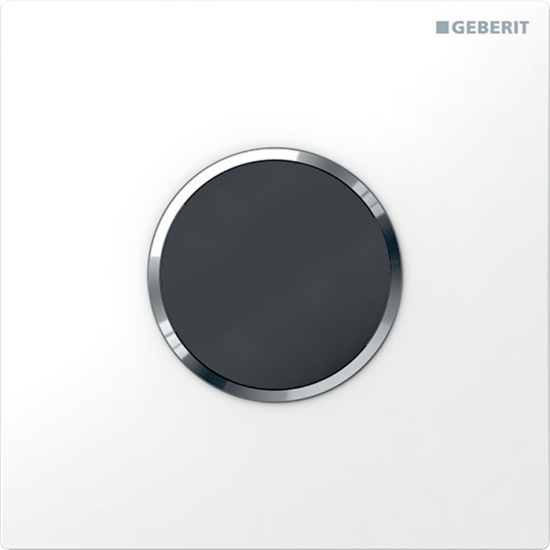 Elektroniczny zawór spłukujący do pisuaru, zasilanie bateryjne, Typ 10, biały-chrom bł., okrągły GEBERIT 116.035.KJ.1